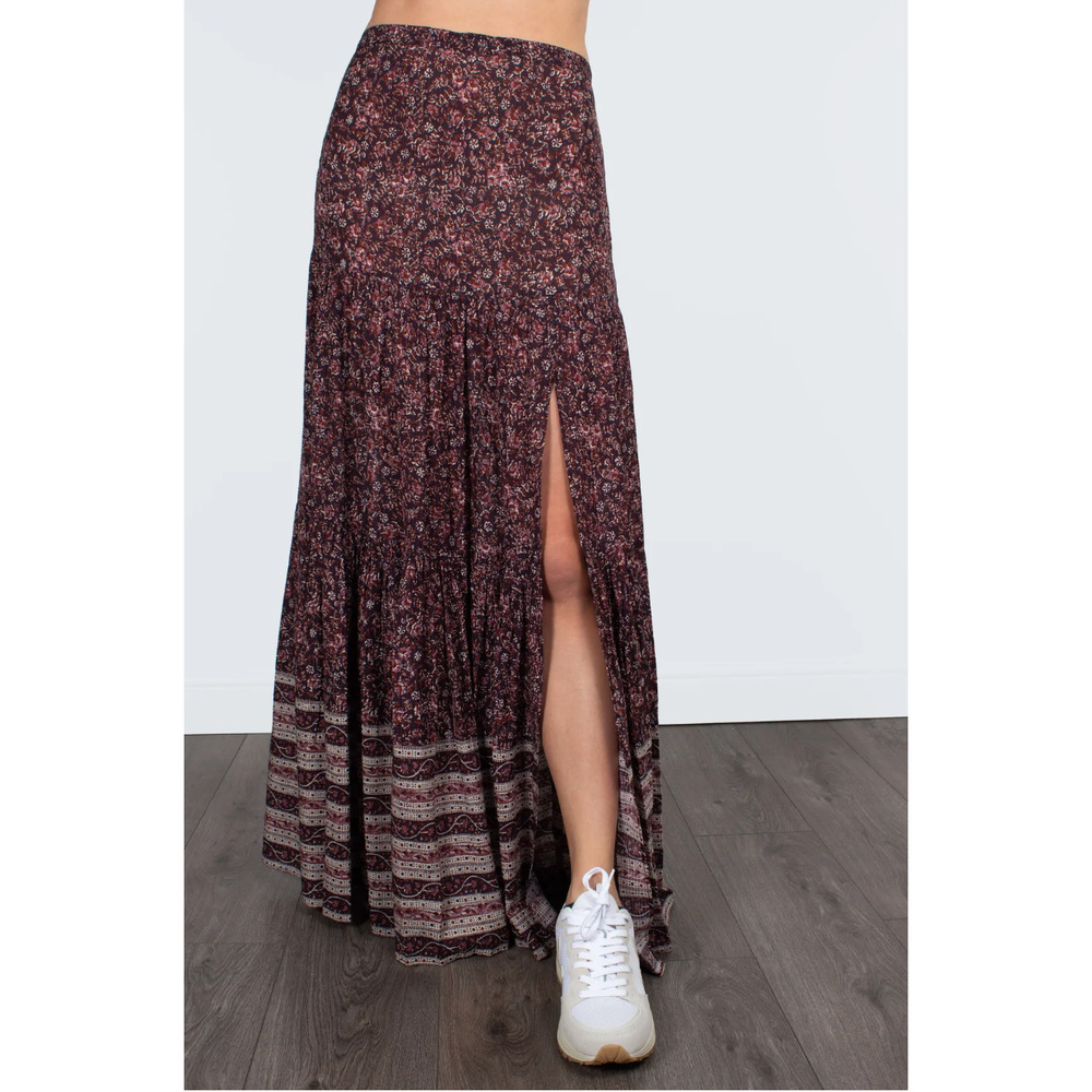 NWT Veronica Beard Serence Skirt in Dark Plum Multi